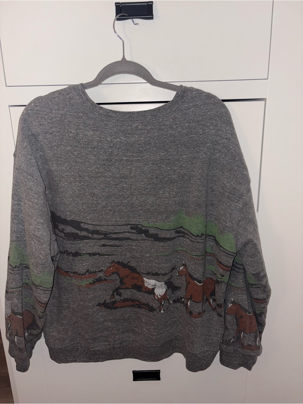 Daydreamer Gray Horse Graphic Sweatshirt with Earth Tones - Picture 2 of 2